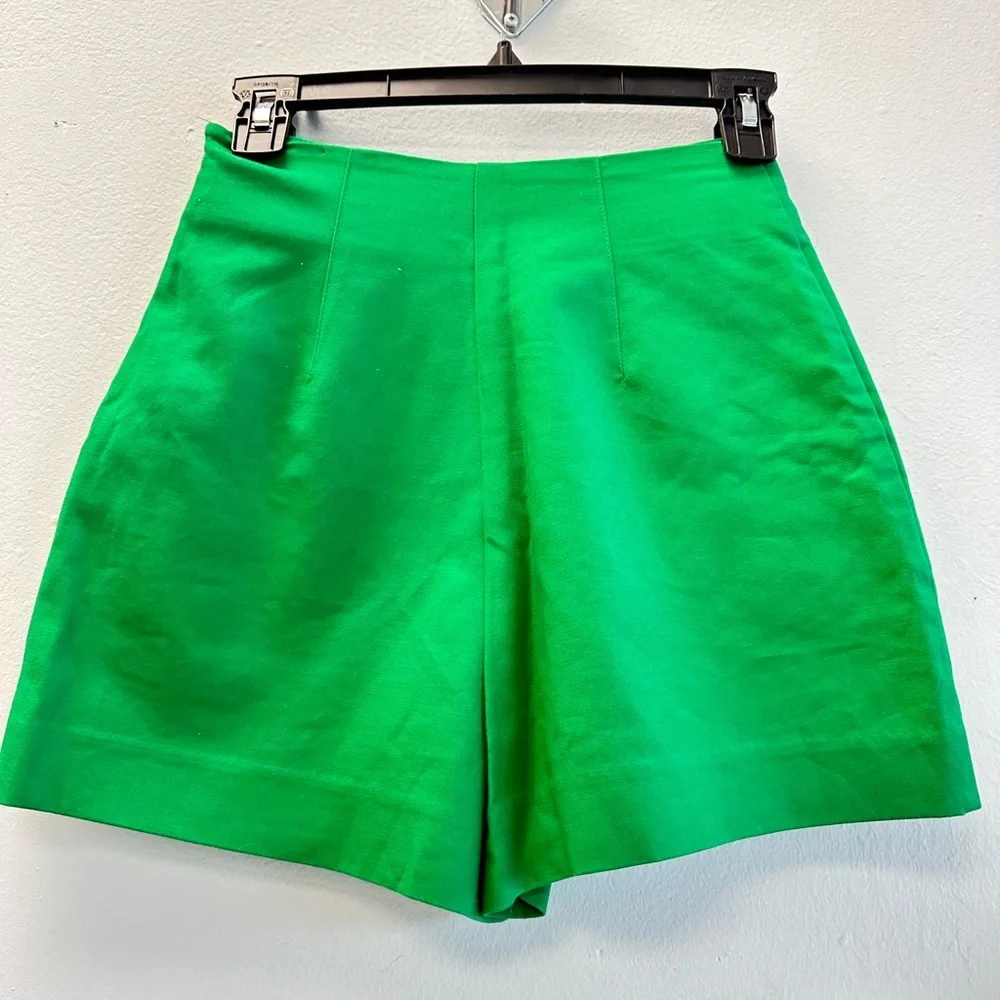 ZARA Bright Green Tailored Shorts Size XS - Picture 4 of 7